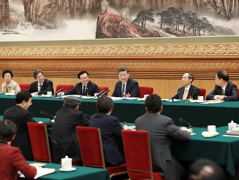 2019年3月8日，習近平總書記參加十三屆全國人大二次會議河南代表團的審議。